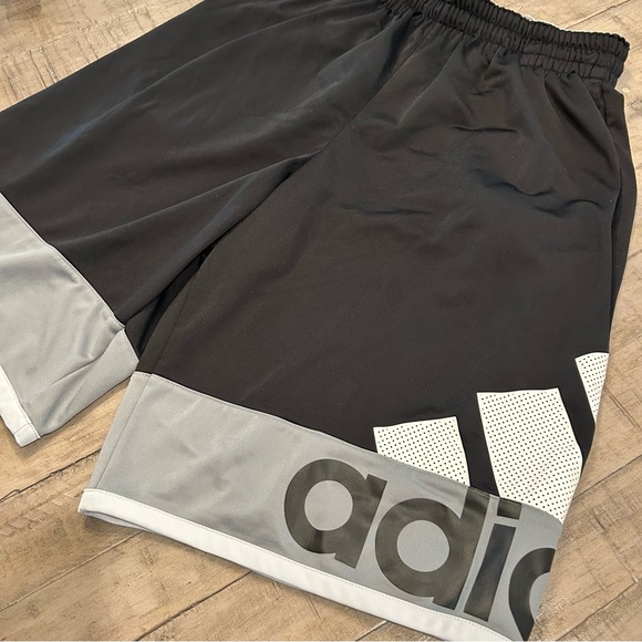 adidas Other - Adidas Basketball Shorts Black Silver Wide Leg Opening Size Medium